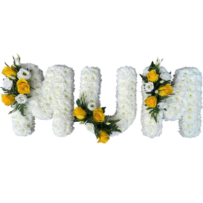 Personalised Letter Tribute - A traditional funeral letter tribute in fresh white with elegant yellow and white accents.